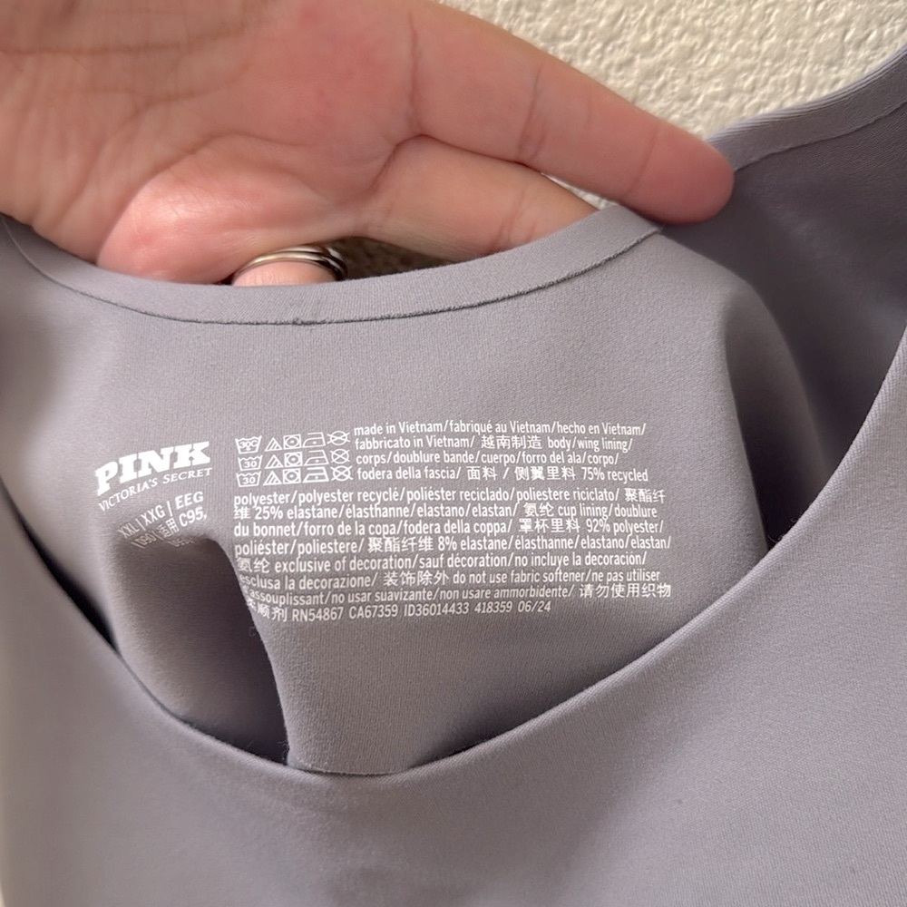 NWT Victoria’s Secret PINK Relay Longline Sports Bra in Night Owl Gray - Picture 8 of 9